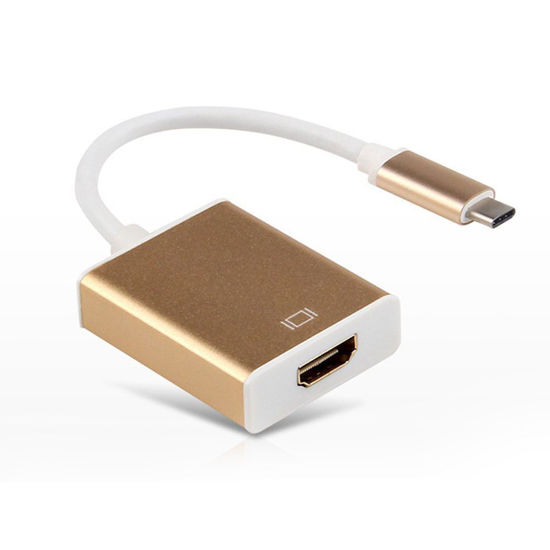 Picture of USB 3.1 Type C to HDMI Supports UHD 4k Hdtv Adapter Cable with Aluminum Case- Gold [4Kx2K Full HD] 1080P