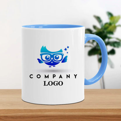 Picture of Personalized Sky Blue Mug Gifts Company Logo | Gift for Employee, Corporate Gift in Bulk