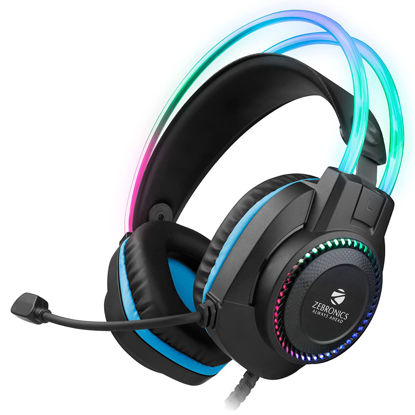 Picture of Zebronics Jet PRO Premium Wired Gaming On Ear Headphone with LED for Headband + earcups,