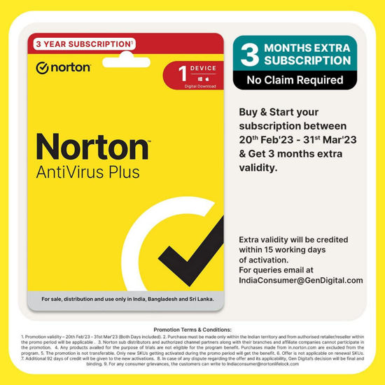 Picture of Norton Antivirus Plus | 1 User 3 Years |Additionally Includes Smart Firewall, Password Manager & PC Cloud Back Up