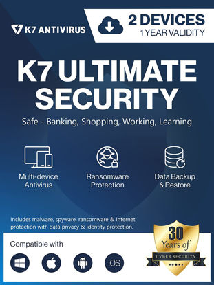 Picture of K7 Ultimate Security Antivirus Software 2023 | 2 Devices, 1 Year| Threat Protection ,Internet Security, Data Backup