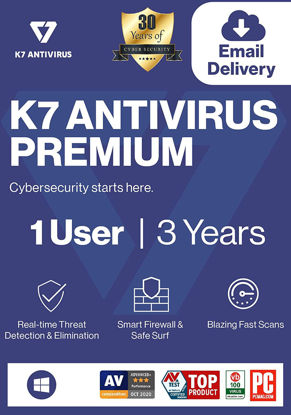 Picture of K7 Antivirus Premium 2023 |1 User, 3 Years | Antivirus, Smart Firewall and Intrusion Detection for Windows Laptop or PC