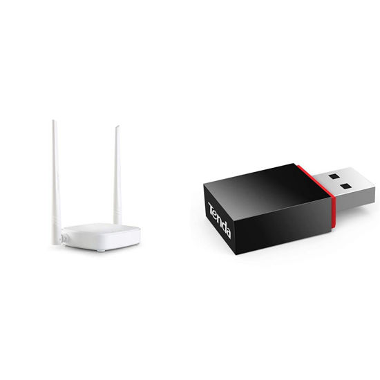 Picture of Tenda N301 RJ45 Wireless-N300 Mbps Single_Band Easy Setup Router & U3 WiFi Dongle 300Mbps USB Wireless Adapter,