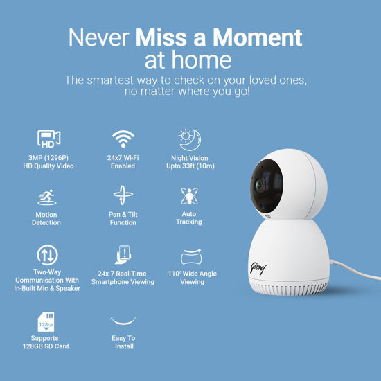 Picture of CP PLUS Intelligent Home PT Camera with Cloud Remote Viewing – 1080 Full HD , Wireless / WiFi, 360 Degree Viewing ,Motion